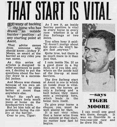 Tiger Moore says: That start is vital